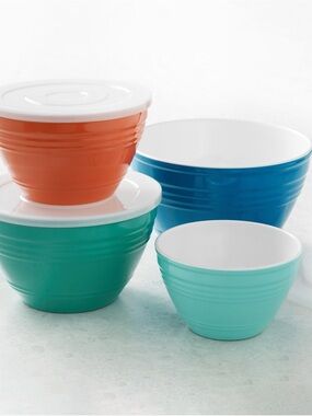 Pandex Nested Mixing Bowl Set — Blue, Teal & Orange